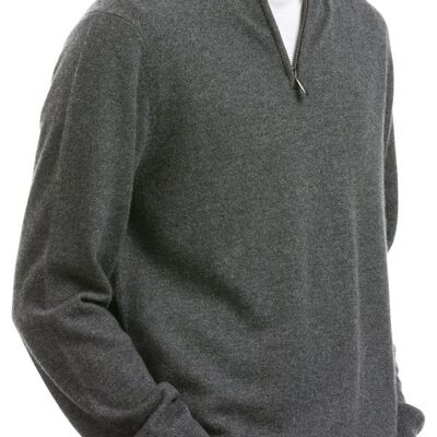 Men Dark Gray Half Zip Sweater