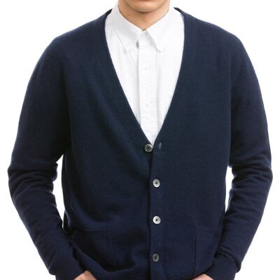 Men Navy V Neck Cardigan