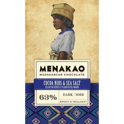 Menakao Cocoa Nibs and Sea Salt 63%