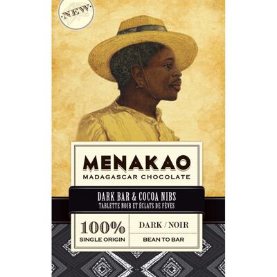 Menakao Dark Bar and Cocoa Nibs 100%