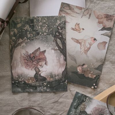 LOT DE 2 CARTES OISEAUX & BOIS