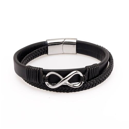 Eternity black leather bracelet
