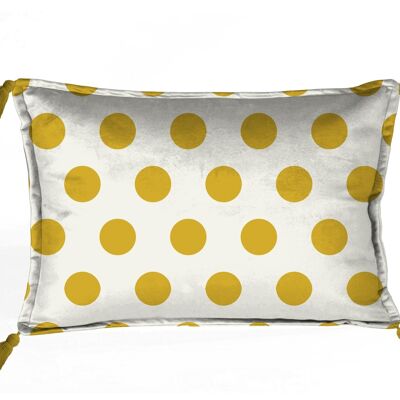 Velvet Cushion 50x35 Tassels (Golden Dots)