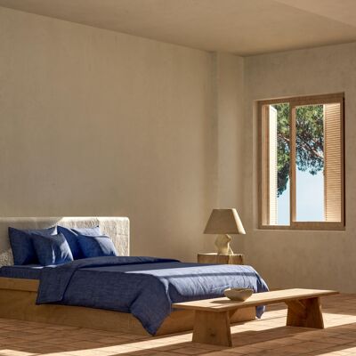 Bettbezug Pure Menorca 220 x 220 + 2 Quadranten 60x60 (Blau)