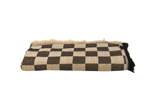 Jacquard Bedding Throw 240X240 (Black Checkerboard)