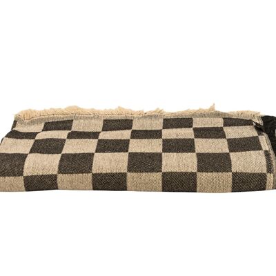 Jacquard Bedding Throw 240X240 (Black Checkerboard)