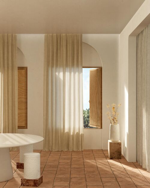 Pure Menorca Linen Curtain (Beige)