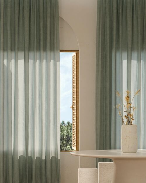 Pure Menorca Linen Curtain (Green)
