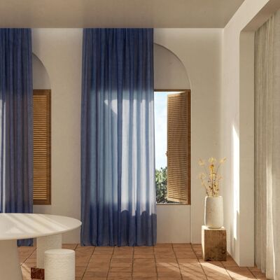 Pure Menorca Linen Curtain (Blue)