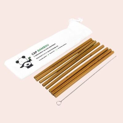 Kit de pajitas largas: Juego de 10 pajitas largas de bambú