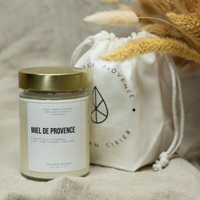 Miel de Provence | pot en verre 500g | pochon en coton offert | bougie végétale