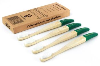 Brosse à dents adulte en bambou x4 poils médium 4