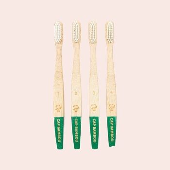Brosse à dents adulte en bambou x4 poils médium 1