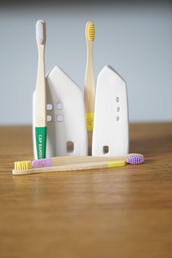 Brosse à dents pour enfants en bambou - jaune 2