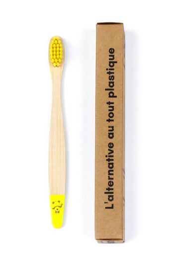 Brosse à dents pour enfants en bambou - jaune 7