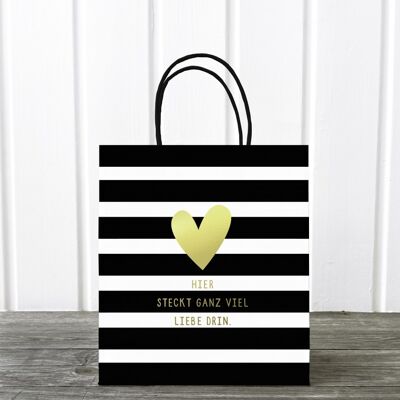 Gift bag: Lots of love, black and white, M