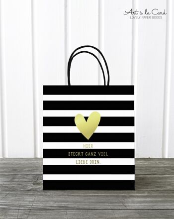 Sac cadeau : Beaucoup d'amour, noir et blanc, M