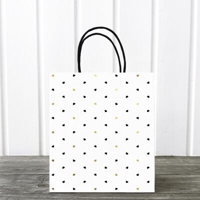 Gift bag: mini hearts, gold, M