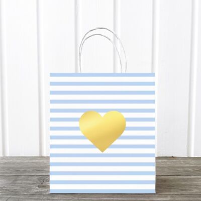 Bolsa de regalo: corazón dorado, azul M