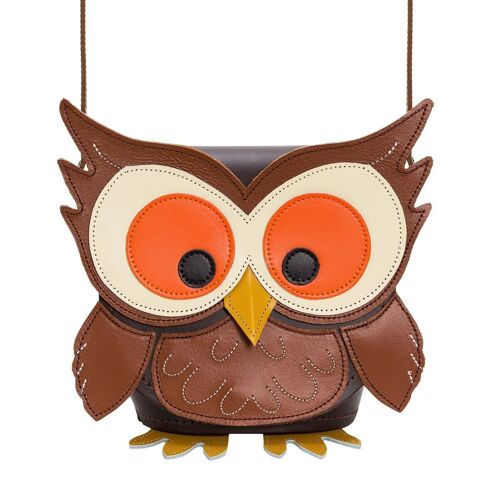 Hoot Owl  - Handmade Leather Animal Barrel Bag