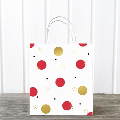 Gift bag: circles, red M