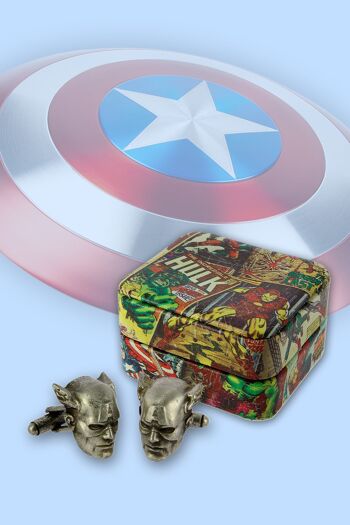 Boutons de manchette 3D Super Hero Captain America de Marvel Comics pour hommes 3