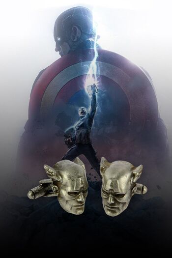 Boutons de manchette 3D Super Hero Captain America de Marvel Comics pour hommes 7