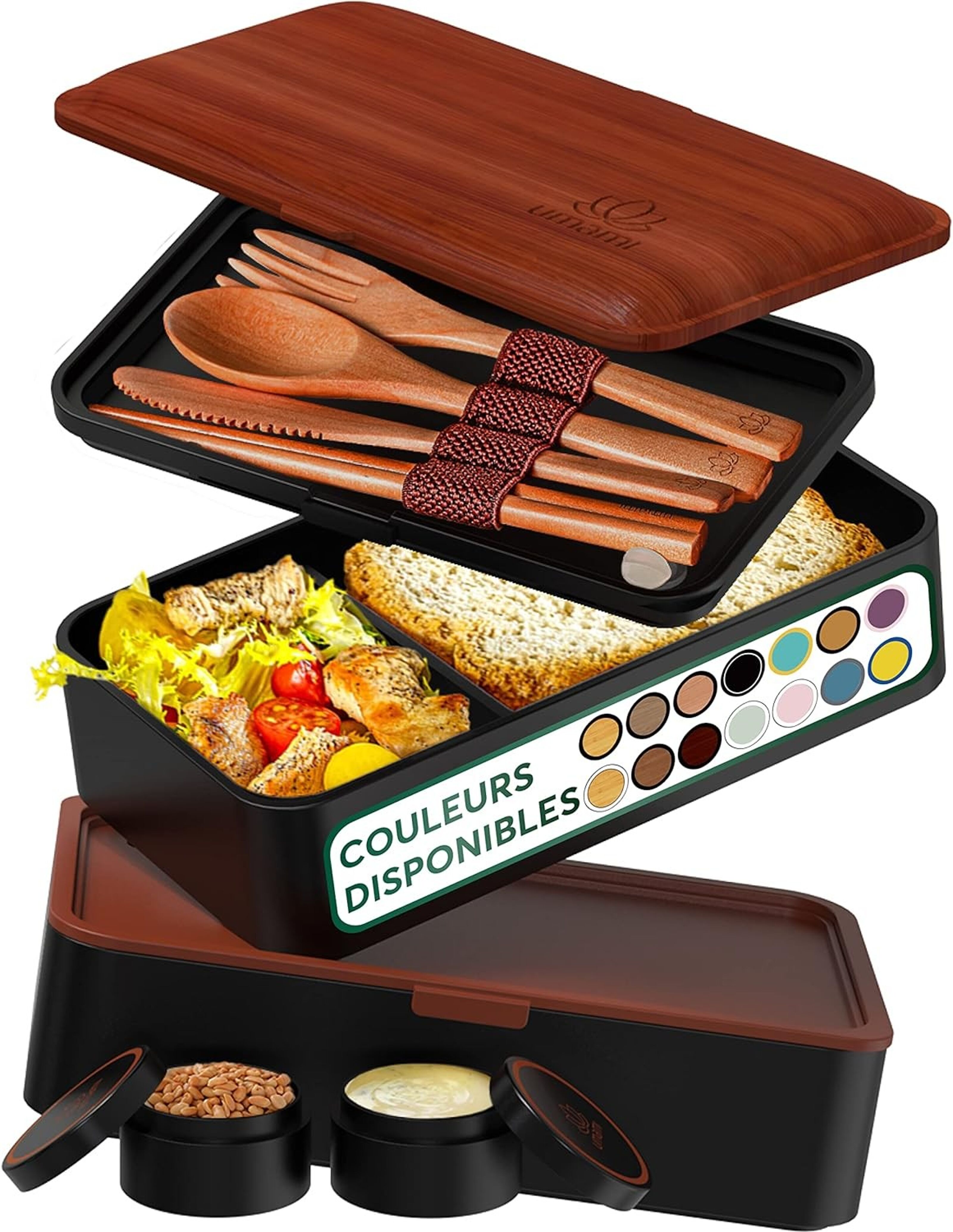 Bento Lunch Box - Boîte repas compartiment avec des Couvert à 3