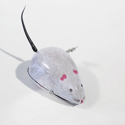 Ratón con cola móvil, gris, hecho en China
