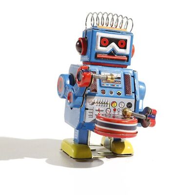 Roboter Trommler, klein blau, 9,5cm Made in China