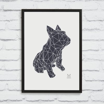 French Bulldog Screen Print - Black on White Framed
