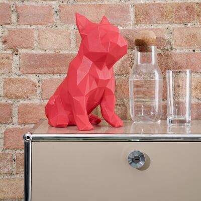 Escultura geométrica de Bulldog francés - FRANK en rojo - No envuelto para regalo