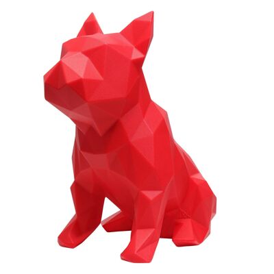 Geometrische Skulptur der französischen Bulldogge - FRANK in Rot - Geschenk verpackt