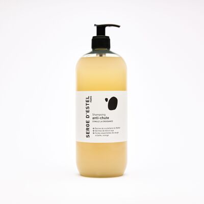 Shampoing sans sulfate anti chute de cheveux 1 Litre - Racine de scutellaire du Baïkal - Germes de blé & soja - H.E Sauge Sclarée & Orange - 99,5% d'Origine naturelle - Certifié ECOCERT COSMOS NATURAL - VEGAN - Stimule la repousse