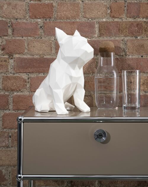 French Bulldog Geometric Sculpture - Frank in White - Not Gift Wrapped