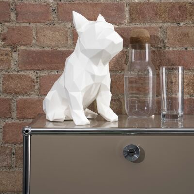 French Bulldog Geometric Sculpture - Frank in White - Not Gift Wrapped