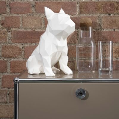 Escultura geométrica de Bulldog francés - Frank en blanco - No envuelto para regalo