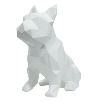 Sculpture géométrique de bouledogue français - Frank en blanc - non emballé dans un emballage cadeau 2