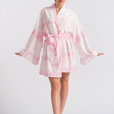 Pembe Batik Kısa Kimono