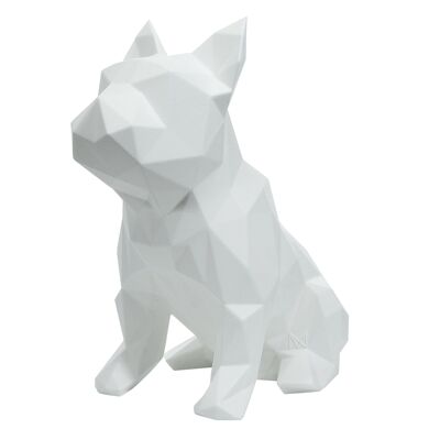 Sculpture géométrique de bouledogue français - Frank en blanc - emballage cadeau