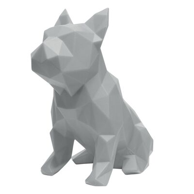 Geometrische Skulptur der französischen Bulldogge - Frank in Hellgrau - nicht als Geschenk verpackt