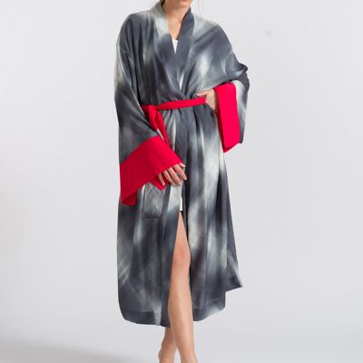 Gri Batik Uzun Kimono
