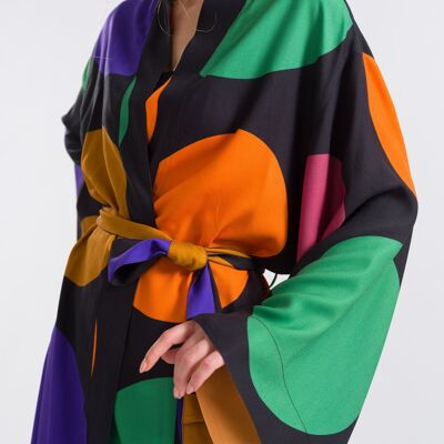 Büyük Puantiyeli Uzun Kimono