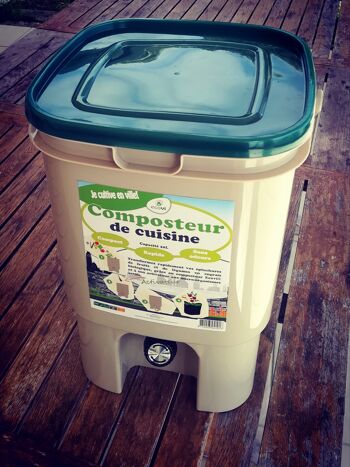 KIT composteur de cuisine Ecovi® Couvercle Vert Bokashi  - zéro déchets - zero waste - jardin urbain 2