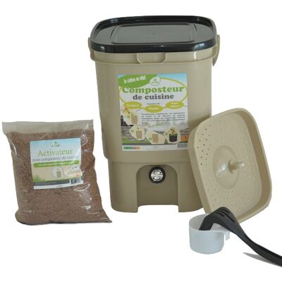 KIT Ecovi® compostador de cocina con tapa verde Bokashi - cero residuos - cero residuos - huerto urbano