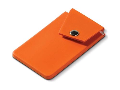Kaarthouder smartphone met drukknoop - Oranje