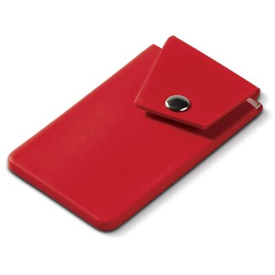 Kaarthouder smartphone met drukknoop - Rood