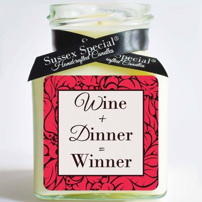 "Wine + Dinner = Winner" Soy Candle - Unscented