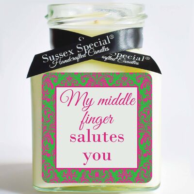 "My middle finger salutes you" Soy Candle - Sticker Only 5x5 cm