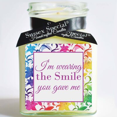 "I’m wearing the Smile you gave me" Soy Candle - Sticker Only 5x5 cm
